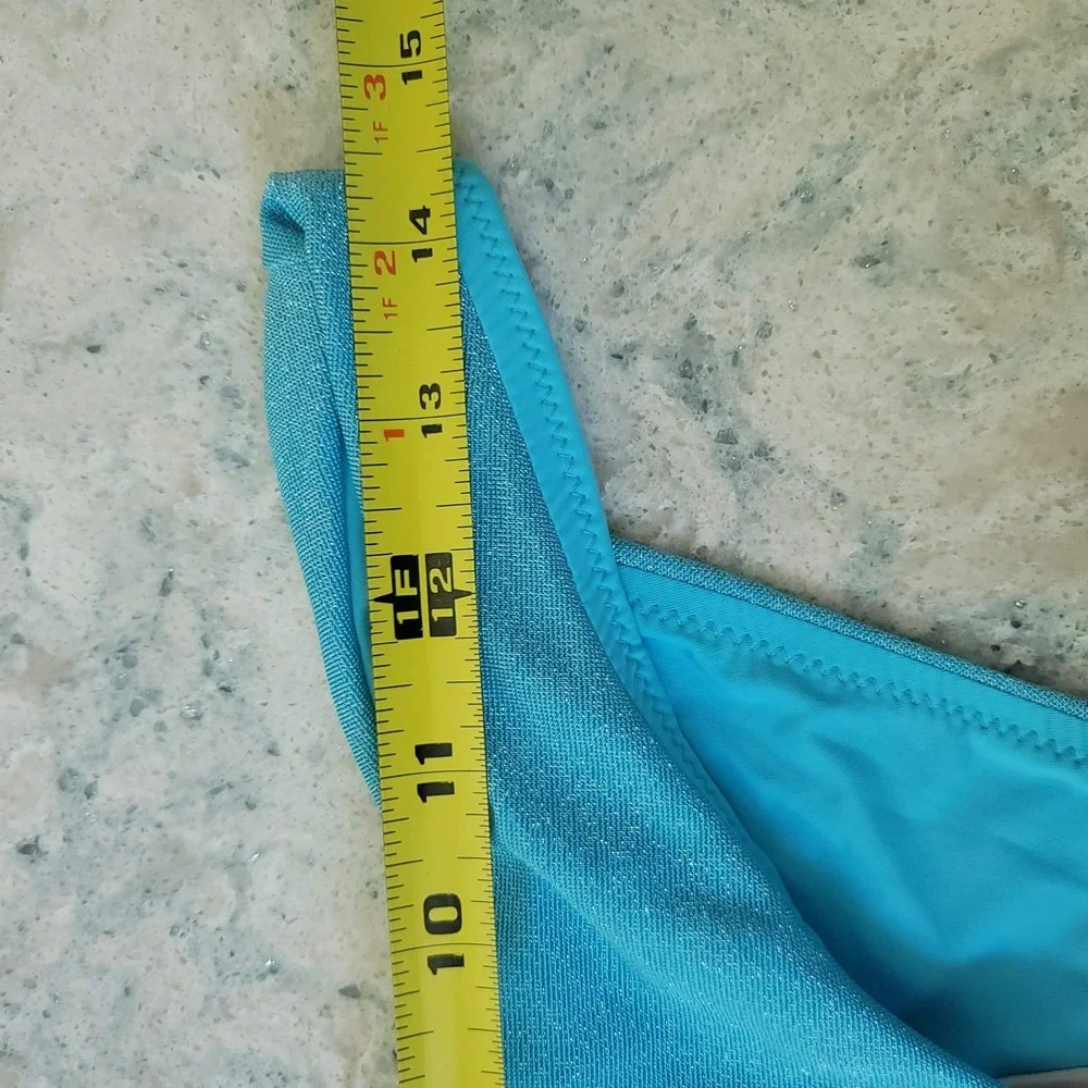 Aqua Swim Bikini Bottom Womens Medium Hipster‎ Stretch Shimmer NWT Swimwear blue